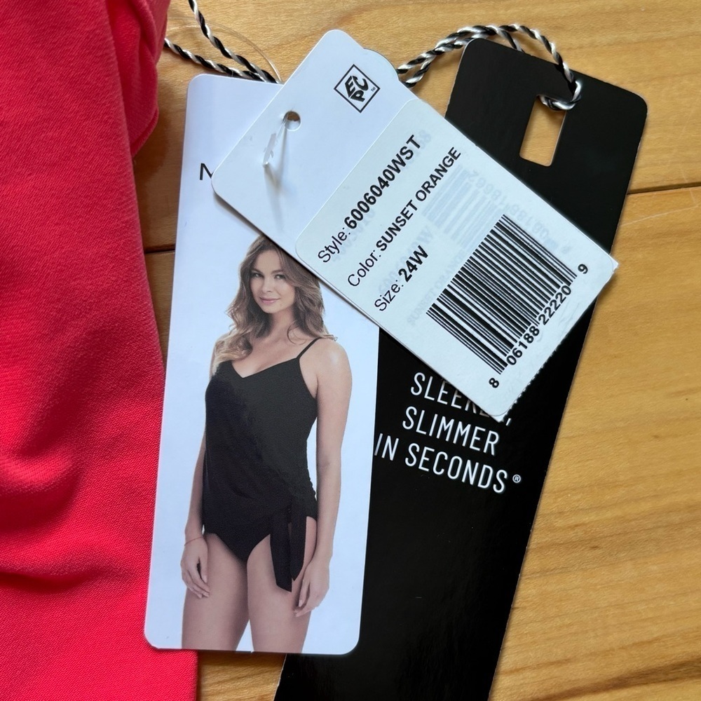 Magicsuit Solid Alex Tankini Top Sunset Orange Pink Womens Size 24W New With Tag - Picture 5 of 8